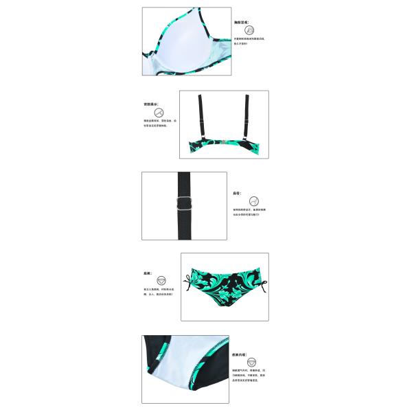 Plus Size Two piece Swimsuit print flower Swimsuit Women Push up 1928