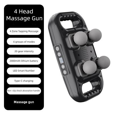 High Frequency Cordless Handheld Electric Massage Gun Deep Tissue 4 Head Massage Gun