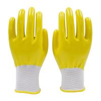 POPALM 13 Guage Nitrile Dipped Work Gloves , Safety Yellow Polyester Nitrile Gloves For Mens