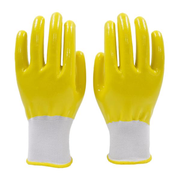 15 Gauge 70g Oil-Resistant Nitrile Work Gloves Waterproof Protective Polyester Gloves