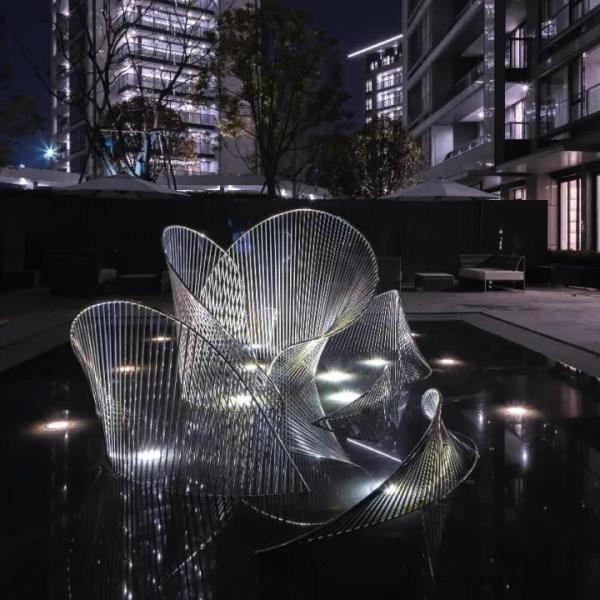 Handmade Metal Wave Stainless Steel Sculptures Decorative Customized Size