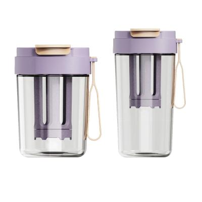 Verão Novo design 330ml 480ml plástico multifuncional Máquina de café gelada portátil de refrigeração a frio Copo com Filtro de malha