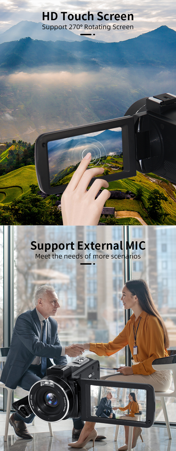 Video Camera Camcorder 4K UHD WiFi Vlogging Camera for YouTube Touch Screen DV Camera Recorder