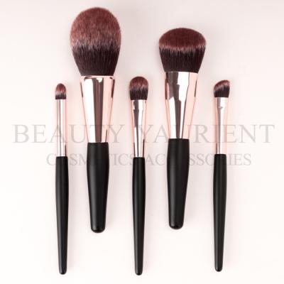 Rose Gold Ferrule Short Mini Makeup Brush Set 3tone Hair Wood Makeup Brush kit