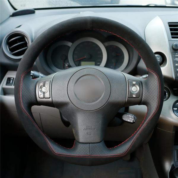 Suede and Leather Custom Steering Wheel Cover for Toyota Yaris Vios RAV4 2006 2007 2008 2009 2010 2011 2012 2013 Scion XB 2008