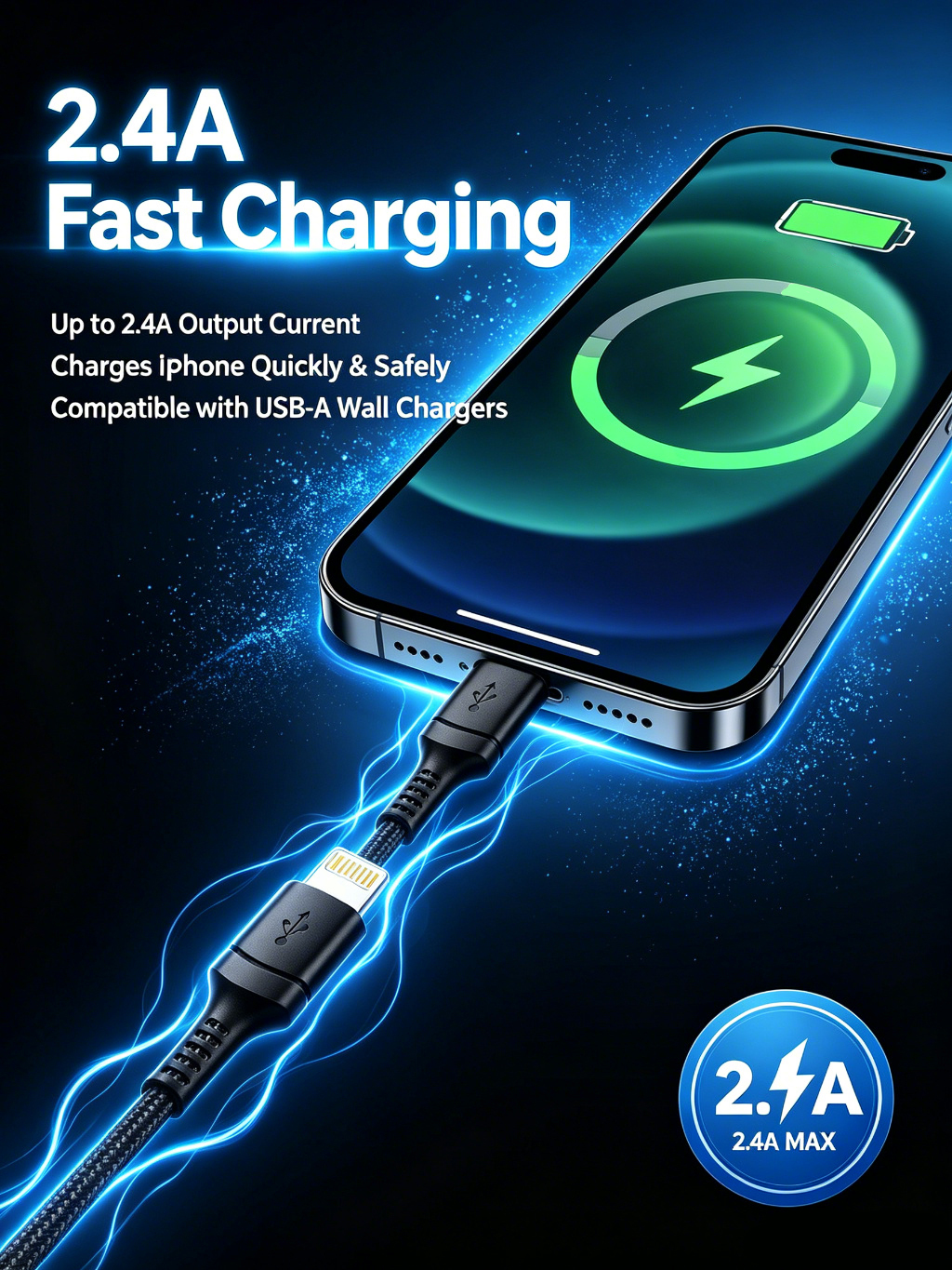 1m Lighting To Usb Cable Fast Charging Data Cable Nylon Braided