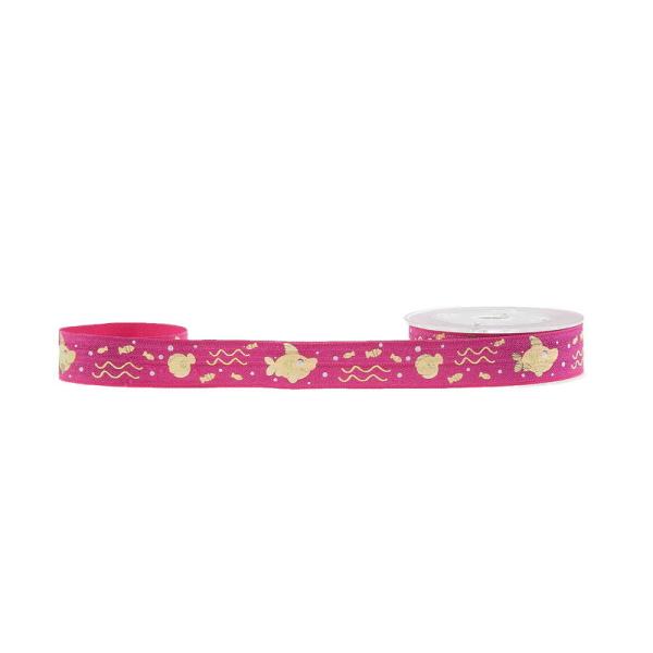 Pink Fish Printed Elastic Ribbon For Hair Tie Polyester / Spandex Material