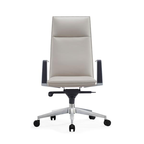 High Back Genuine Leather Executive Chair 5 Position Sychron Mechanism
