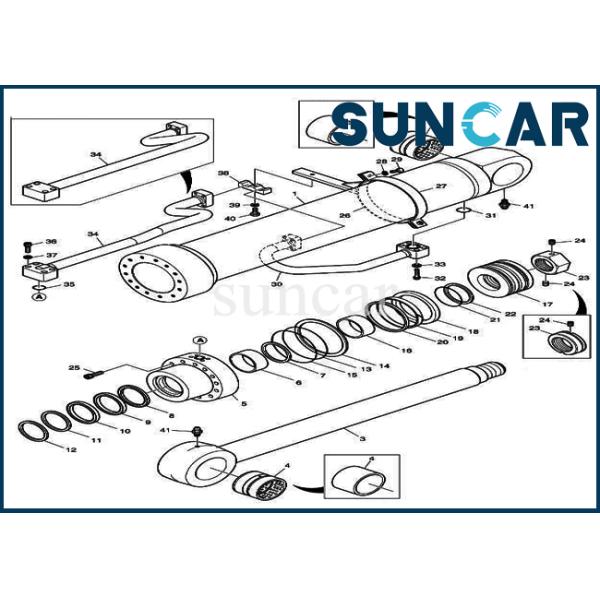 DX300LC DX300LL DOOSAN K9001007 Boom Cylinder Repair Seal Kit Excavator Sealing Kit