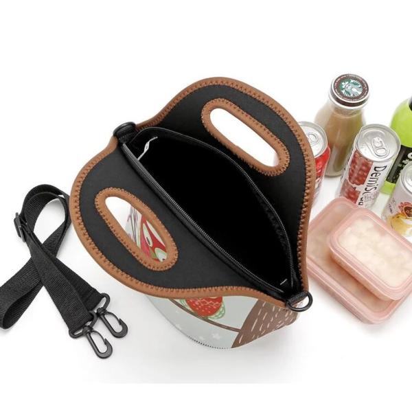 Neoprene Lunch Bag Food Carrier Science Meal Science Purse Shoulder Crossover Unisex Men Women  Child Adjustable Strap