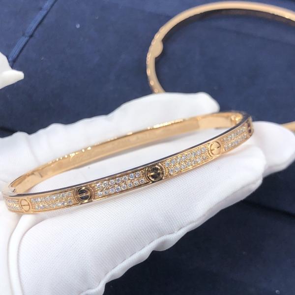 High Quality Fashion Fine Jewelry Pure 18k Real Gold And Natural Vs Diamonds LOVE Bracelet, Small Model Paved