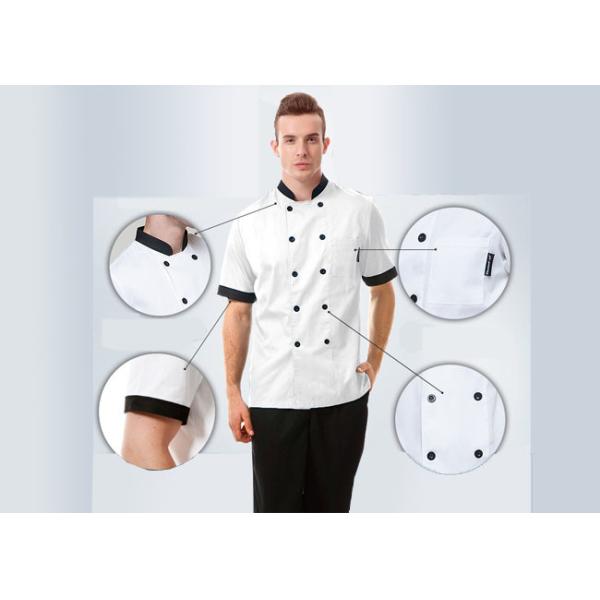 Stand Collar Embroidery Chef Cook Uniform Short Sleeve For Kitchen