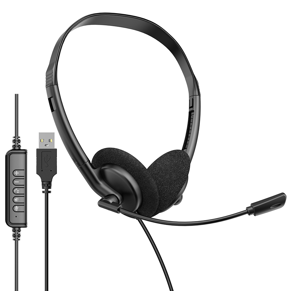 Lightweight wired telephone headset with ENC noise‑cancelling flexible boom microphone. Supports USB, Type‑C & 3.5mm jack, perfect for call centers, remote work, online meetings and classes，OEM & ODM