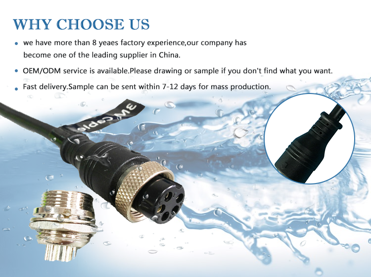 GX16 Waterproof IP65 Electrical Metal Plug with PVC Housing 5 Pin Adaptor