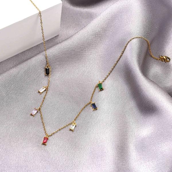 Ювелирные изделия золота циркона 18K установили ODM OEM нержавеющей стали покрытый золотом