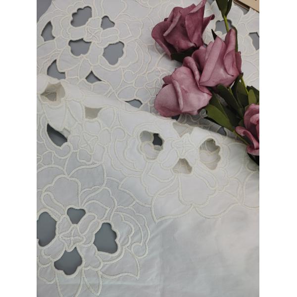 Tulle Mesh Printed Lace Fabric Black Ground White Flocking AZO Free