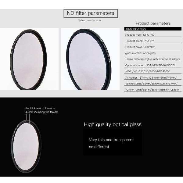 Waterproof ND Camera Lens Filter AGC Optical Glass For Digital Camera Lens