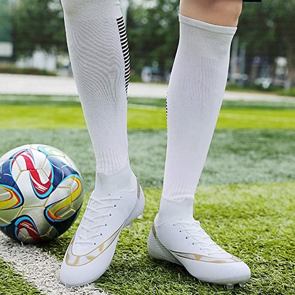 YEFDG High Tops Soccer Cleats Football Spike Shoes Anti Slip Wear Resist