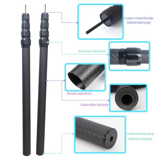 Carbon Fiber Water Fed Cleaning Pole Bidirectional Telescopic Extension Pole