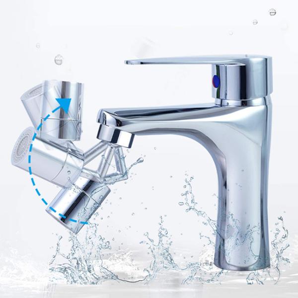 Large Flow 720 Degree Swivel Aerator for Modern Sink Faucet Dual Function and Chrome