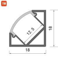 Luz de gabinete em forma de V/faixa de luz de canto Led perfil alumínio 18X18mm