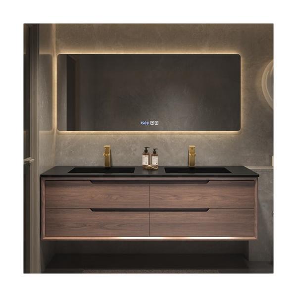 OEM Service Sintered Stone Bathroom Vanity Countertop with LED Mirror Storage Cabinet