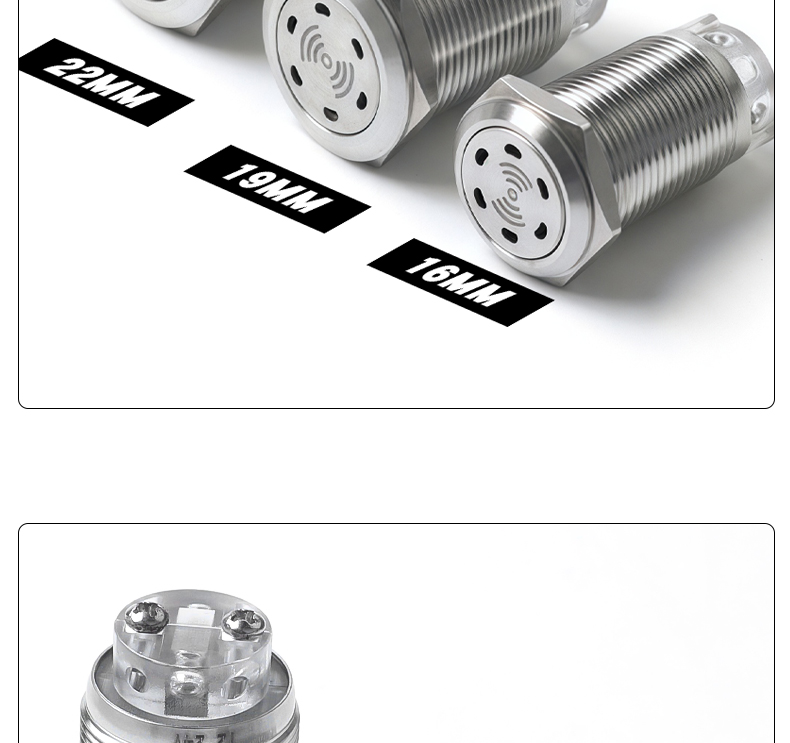 16MM 19MM 22MM IP65 Electronic Stainless Steel Metal Signal Buzzer with LED Intermittent Alarm Flashing Screw Terminal