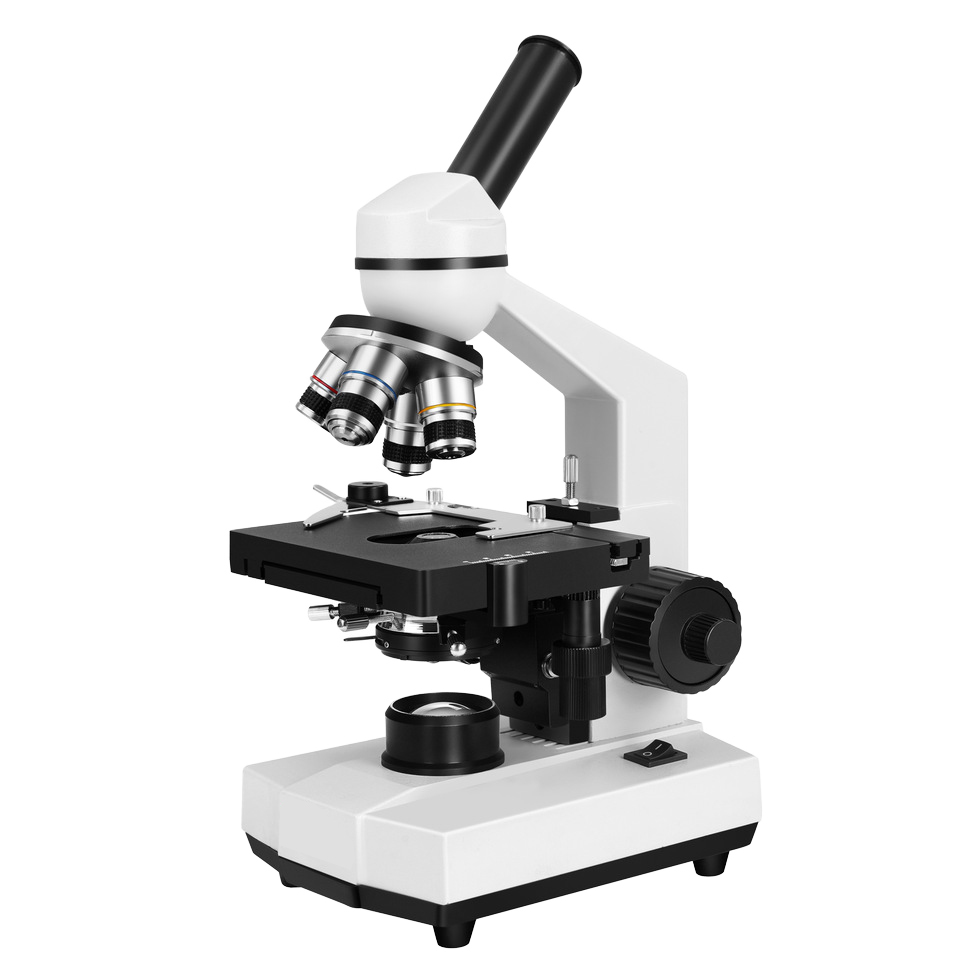 Monocular Biological Microscope with 100X Oil Lens for School Student Lab Use Achromatic Objectives