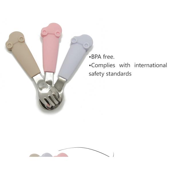 Stainless Steel Self Feeding Pantone Baby Silicone Fork Plastic PVC Free