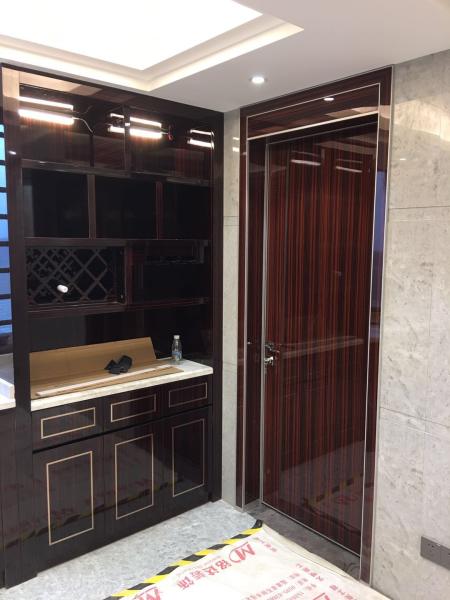 Aluminum Frame glossy black front door,black lacquer door for bedroom
