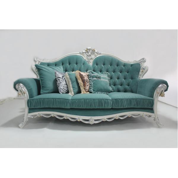 Green Executive Classic Wooden Antique Sofa Set One Seater Leather Couch