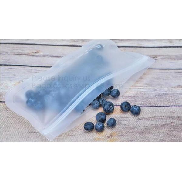 Kitchen Reusable Storage Silicone Food Fresh Bag with free hand baggy rack,preservation food fresh vacuum storage bag wa