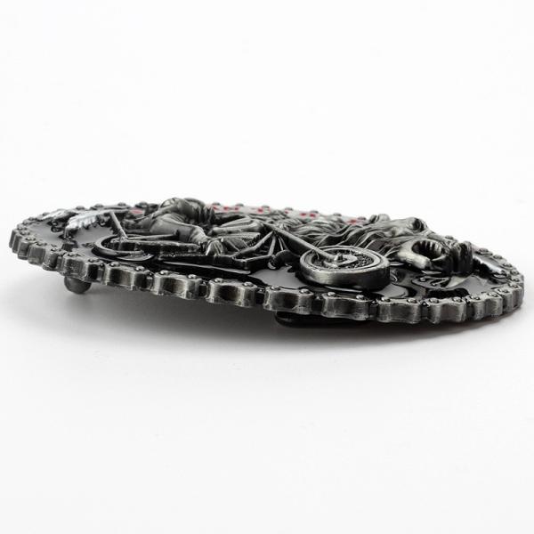 Enamel Texts Motorcycle Die Cast Metal Belt Buckle With Antique Silver Finish