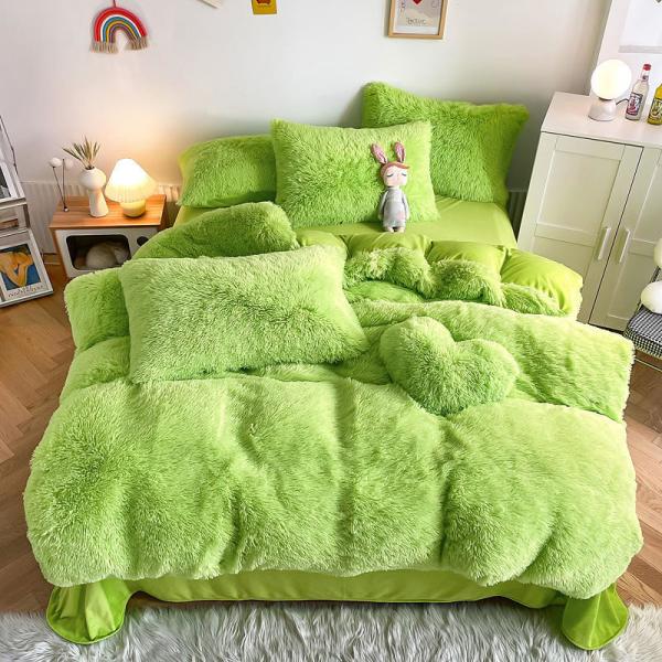 Conjunto de lençóis suave e quente para crianças Menina Cor de Arco-íris Conjunto de Camas de Pelúcia Veludo Fluffy Plush 4 Pcs