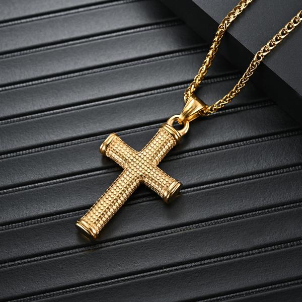 Cross Necklace for Men Vintage Gold Cross Pendant Mens Cross Necklace Christian Jewelry Religious Gifts