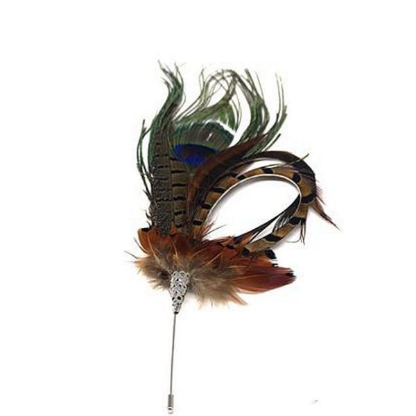 染色したスーツ装飾 パウンの羽帽子ピン アクセサリー 5x10 Cm