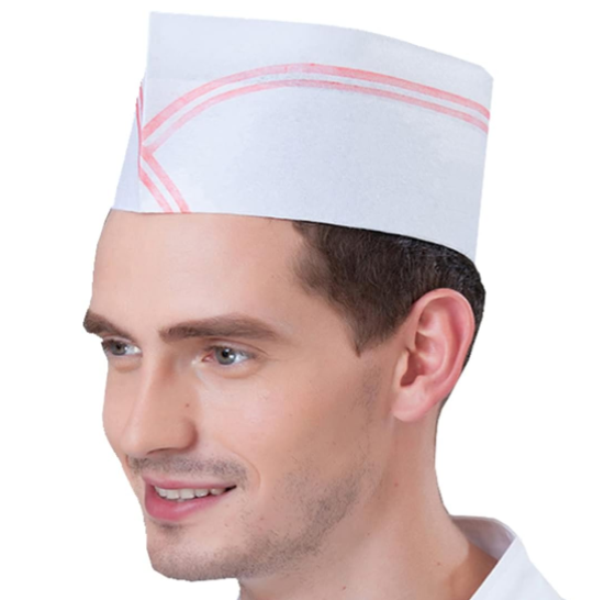 Haixin Health Paper Forage Hat Kitchen Caps Non-Woven Paper Fiber Boat Cap for Kit Adults Restaurant Kitchen Caps White