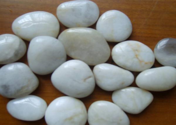 Natural White Natural Stone Materials , Pebble Stone Tile For Construction Paving Road