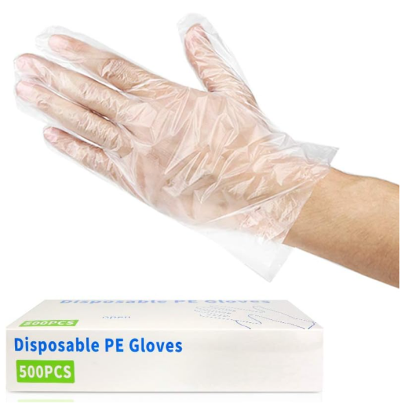 Haixin Health Comfy Package Disposable Poly Plastic Gloves for Cooking LDPE Gloves Latex & Powder Free- One Size Fits Most CE