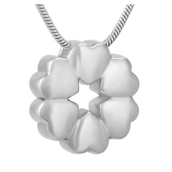 Fashionable Heart-Shaped Flower Urn Necklace for Women Stainless Steel Keepsake Pendant