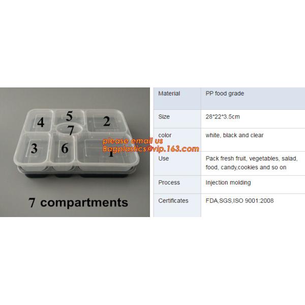 Коробка бенто пластикового устранимого пластикового взятия качества еды отсутствующая с 4 отсек, пищевой контейнер контейнеров пластиковый течебезопасный