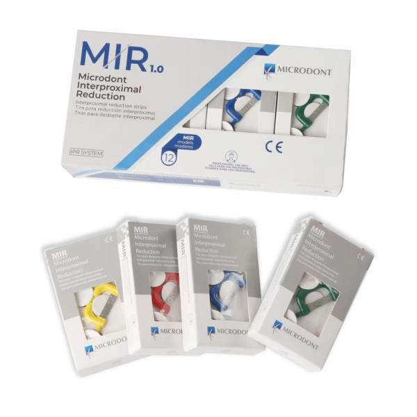 Microdont Interproximal Reduction System MIR Kit 12pcs Strips Green Blue Red Yellow Each 3pcs with 1 Handle
