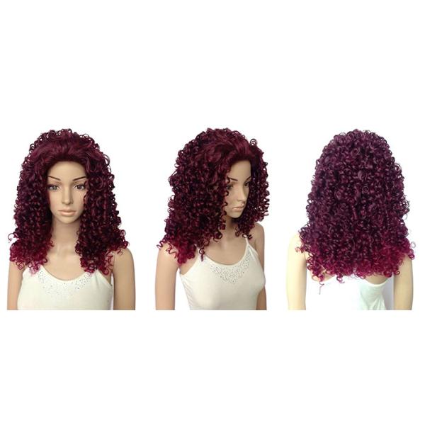 Body Wave Wine Red Long Synthetic Wigs Afo Kinky Curly 18 inches