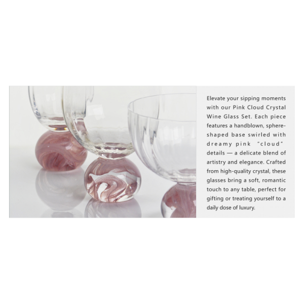 High Clarity Pink Cloud Crystal Wine Glass Set Designed For In Restaurants Bars And Wine Tasting Events Offering Superior Presentation