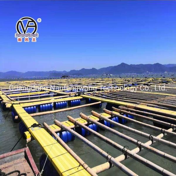 Square Pontoon Aquaculture Cage Green And Yellow With Floating Pipe 350mm