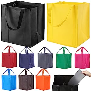 Reusable Grocery Bags 10-Pack, Large Foldable Reusable Shopping Tote Bags Bulk for Groceries, Waterproof Kitchen