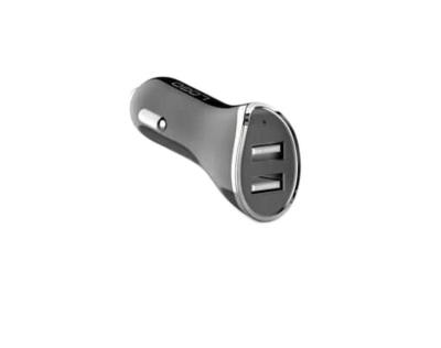 Portable Universal High Power Usb Car Charger 3.1a Fast Dual Usb Ports Black Silver Color