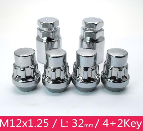 0.4 Kg Nissan Subaru Locking Wheel Nuts Silver Color With Conical Seat