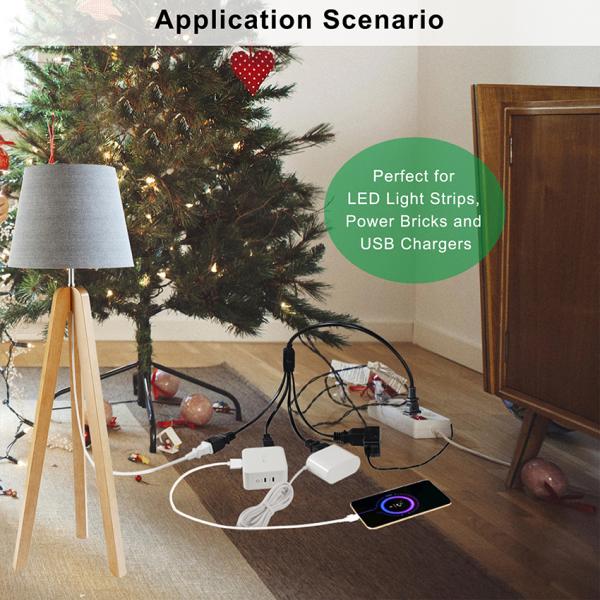 NEMA 1-15P to 1-15R 2-Prong Extension Cord 110V-250V Copper PVC