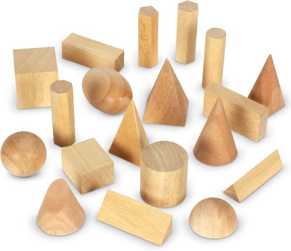 Des solides géométriques en bois, des formes en bois pour enfants, des jouets Montessori
